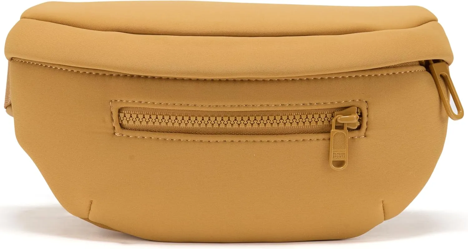 Neoprene Fanny Pack 3 Pockets Waist Bag for Men & Women Fashion Water Resistant Hip Bum Bag with Adjustable Belt for Running Travel Hiking Workout Sports (Camel Brown, One Size)