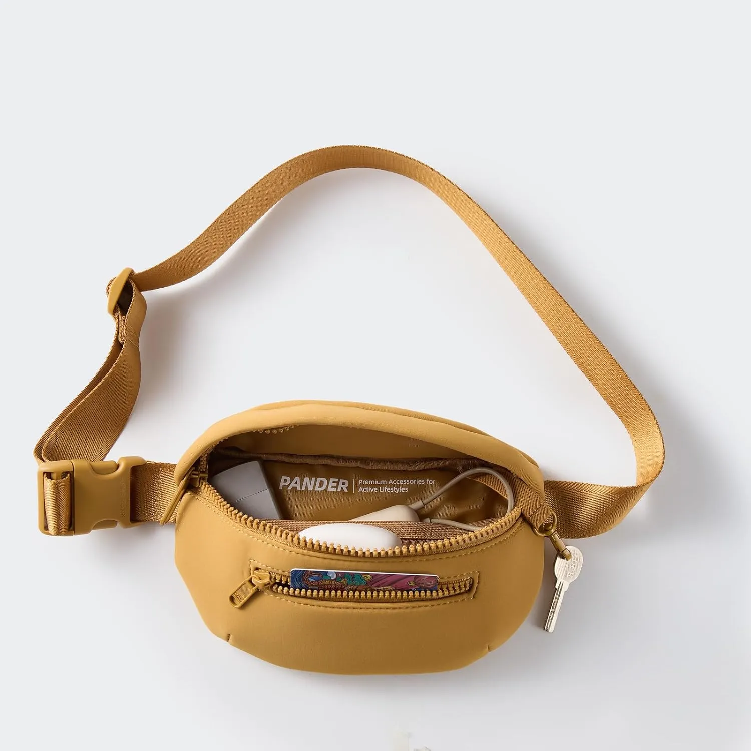 Neoprene Fanny Pack 3 Pockets Waist Bag for Men & Women Fashion Water Resistant Hip Bum Bag with Adjustable Belt for Running Travel Hiking Workout Sports (Camel Brown, One Size)