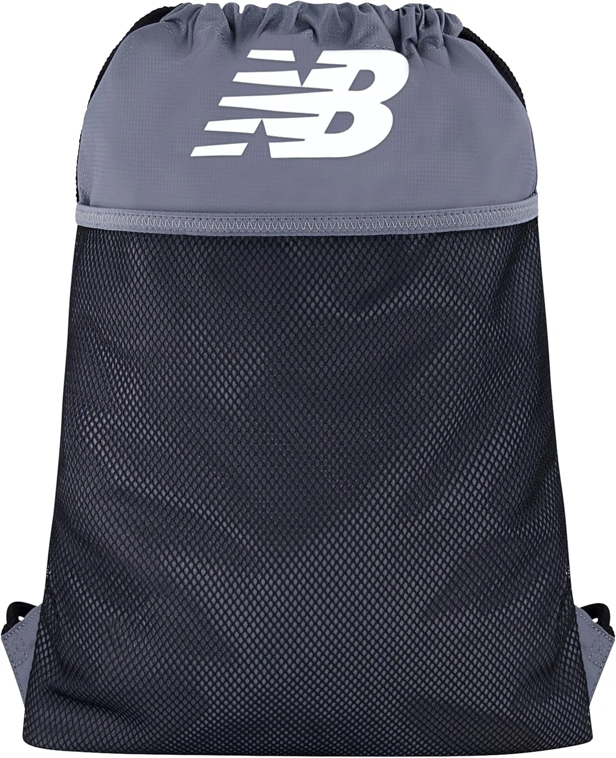 New Balance Drawstring Backpack, Sports Cinch Gym Bag with Shoe Compartment, Grey, 17.5 Inch