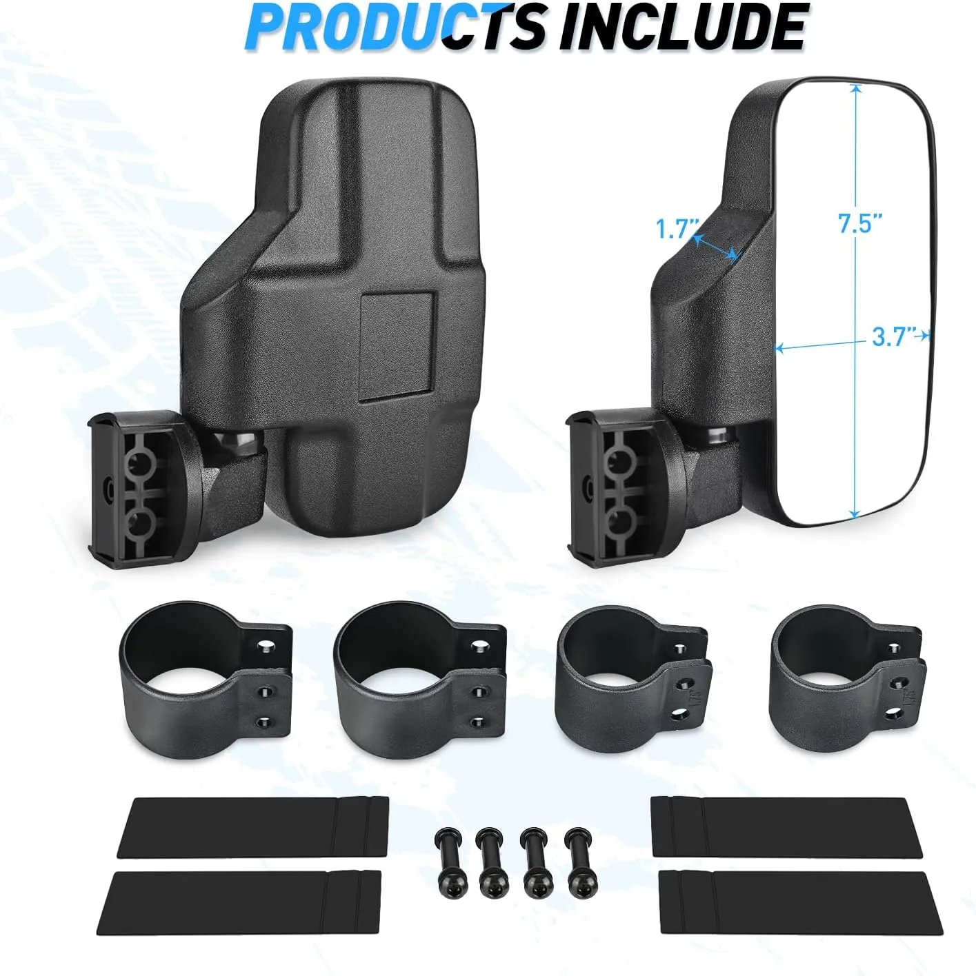 Nilight UTV Side Mirrors Offroad Rear View Mirror Universal Fits 1.6-2 inch Round Roll Cage Bar for RZR Ranger Maverick X3 Commander Pioneer Mule Teryx Yxz 1000 Rhino Krx Talon