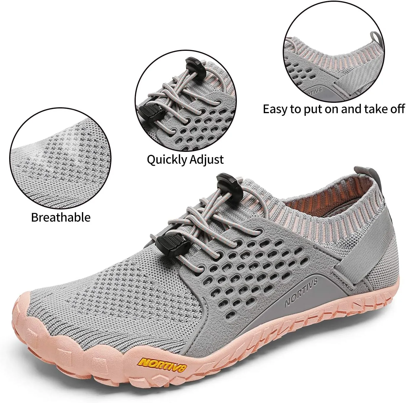 NORTIV 8 Women's Quick Dry Water Shoes Barefoot Sports Aqua Beach Pool Swim Shoes TREKLADY