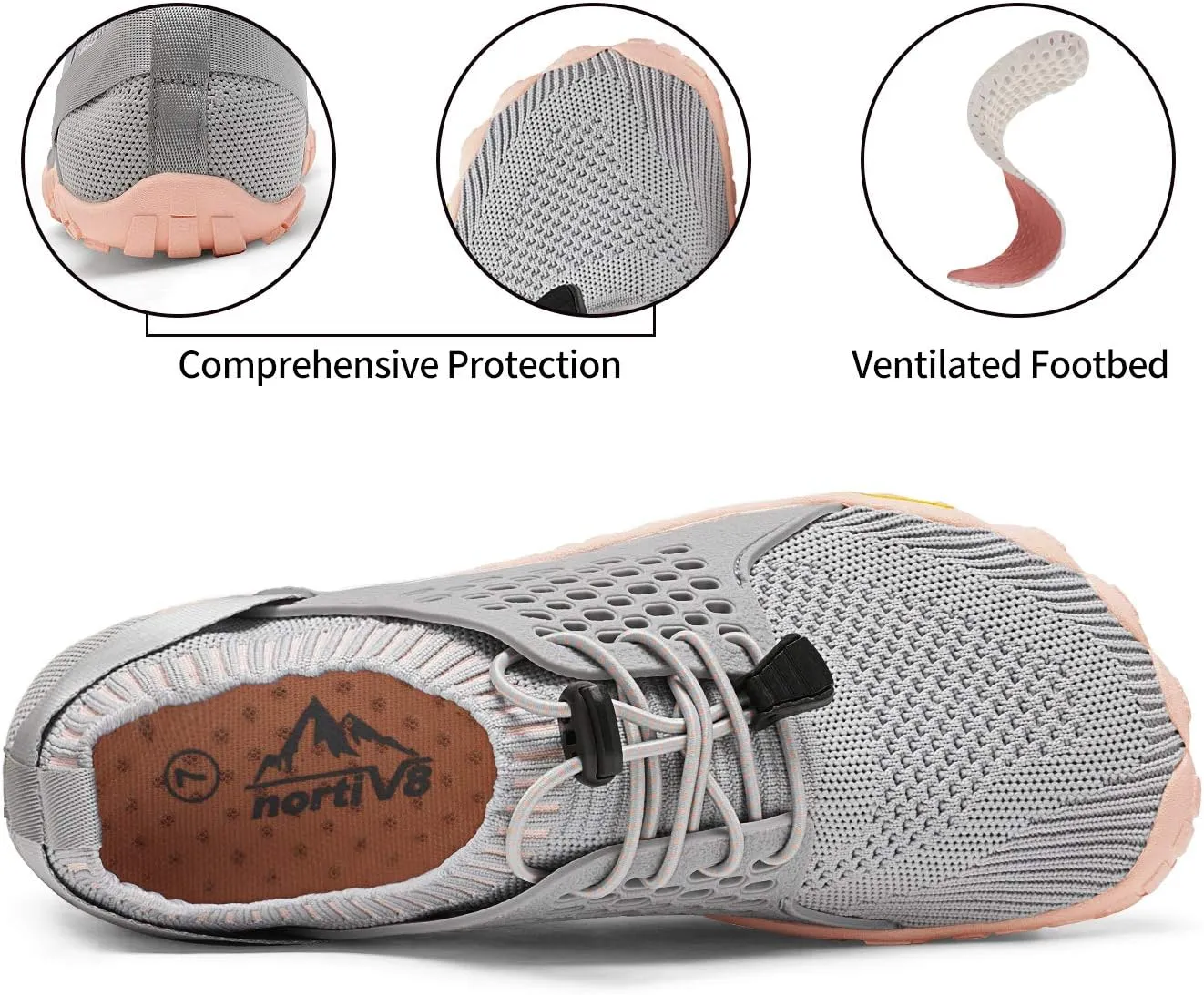 NORTIV 8 Women's Quick Dry Water Shoes Barefoot Sports Aqua Beach Pool Swim Shoes TREKLADY