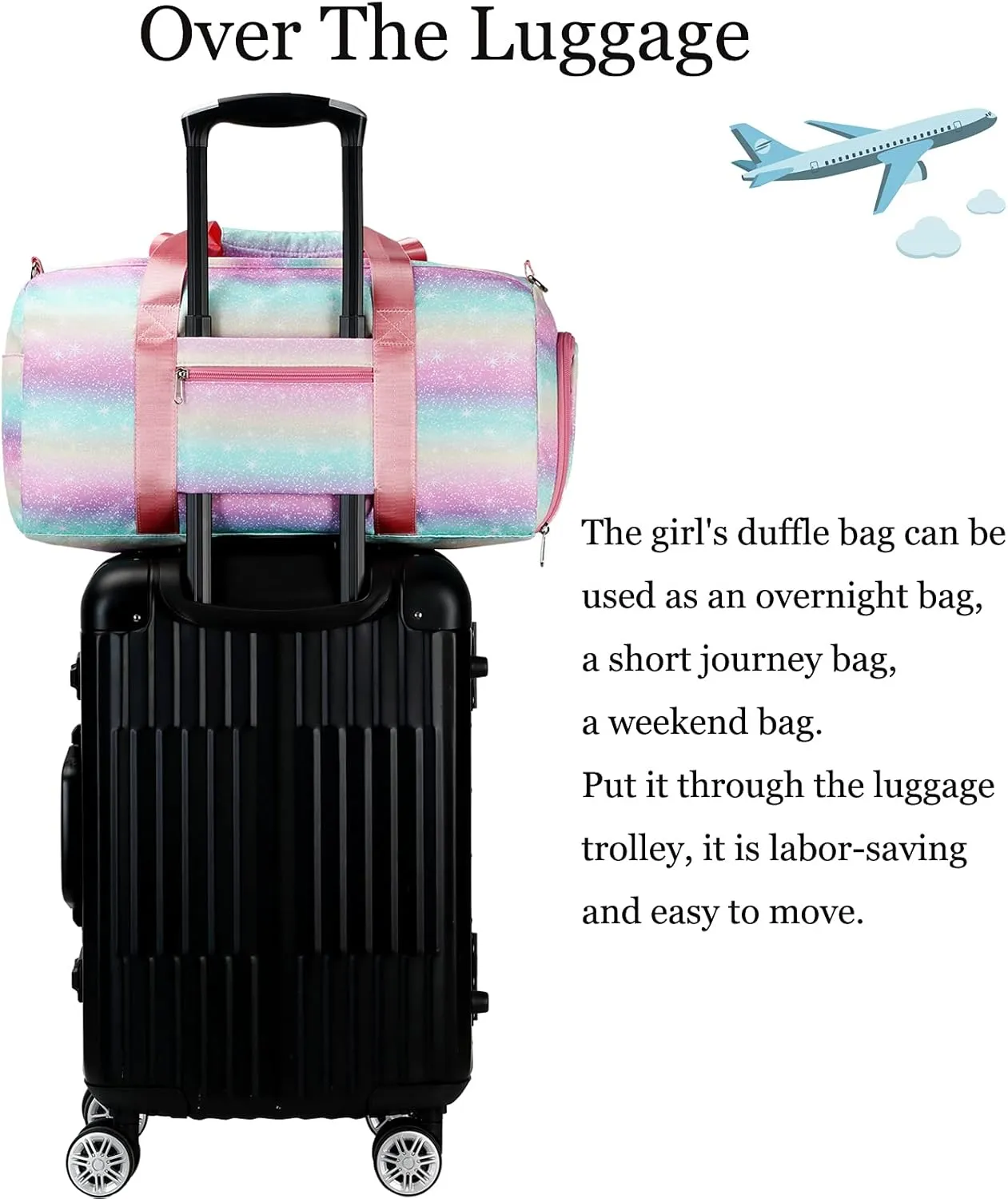 Octsky Sports Gym Bag Teens Dance Bag Gymnastics Bag Women Weekender Bag with Shoe Compartment and Wet Pocket