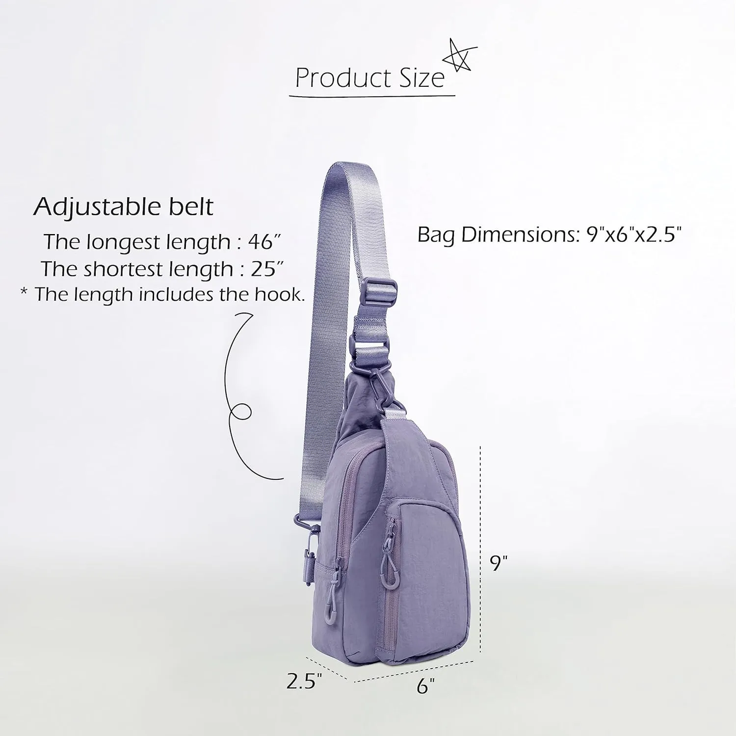 ODODOS Daily Sling Bag with Adjustable Straps Crossbody Chest Bag Lightweight Small Backpack for Casual Traveling Hiking