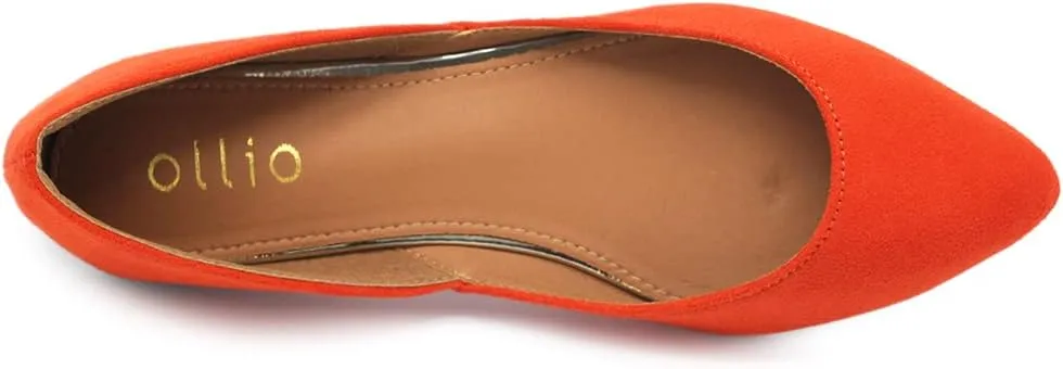Ollio Women's Shoes Faux Suede Slip On Comfort Light Pointed Toe Ballet Flat