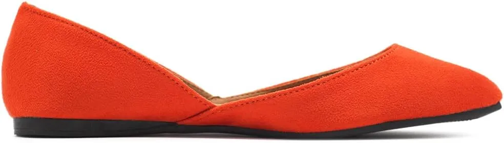 Ollio Women's Shoes Faux Suede Slip On Comfort Light Pointed Toe Ballet Flat