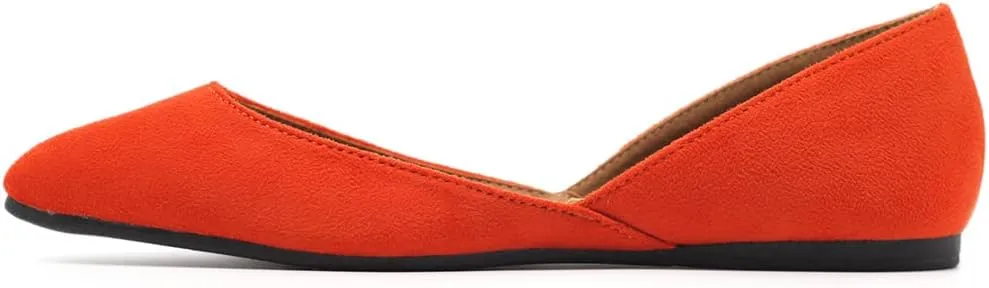Ollio Women's Shoes Faux Suede Slip On Comfort Light Pointed Toe Ballet Flat