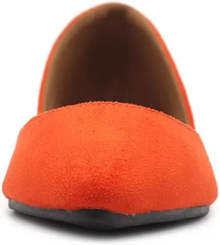Ollio Women's Shoes Faux Suede Slip On Comfort Light Pointed Toe Ballet Flat