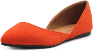 Ollio Women's Shoes Faux Suede Slip On Comfort Light Pointed Toe Ballet Flat