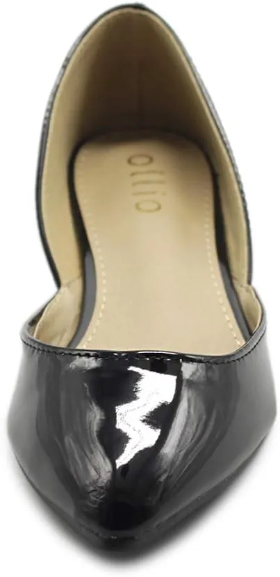 Ollio Women's Shoes Patent Slip On Comfort Light Pointed Toe Ballet Flats F110