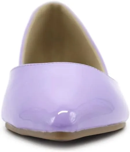 Ollio Women's Shoes Patent Slip On Comfort Light Pointed Toe Ballet Flats F110