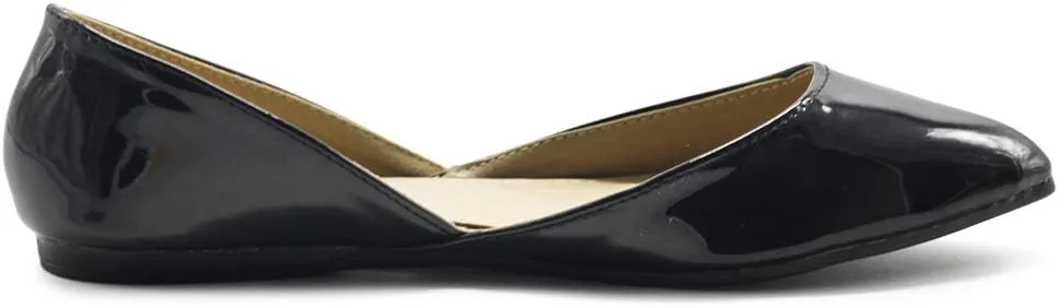 Ollio Women's Shoes Patent Slip On Comfort Light Pointed Toe Ballet Flats F110