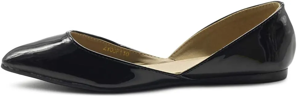 Ollio Women's Shoes Patent Slip On Comfort Light Pointed Toe Ballet Flats F110