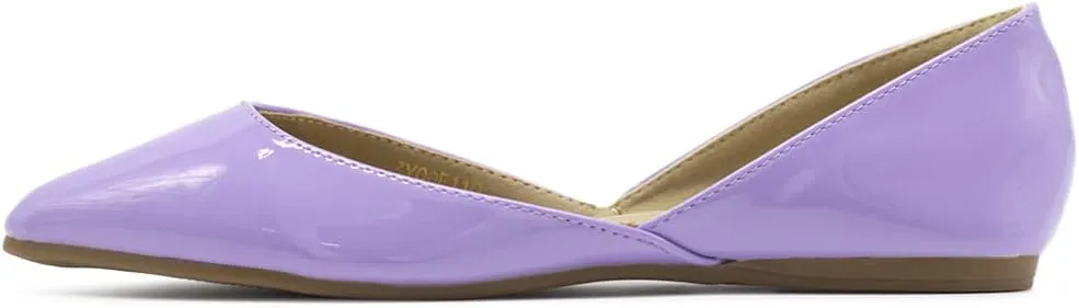 Ollio Women's Shoes Patent Slip On Comfort Light Pointed Toe Ballet Flats F110