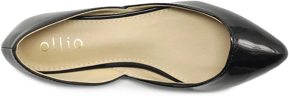 Ollio Women's Shoes Patent Slip On Comfort Light Pointed Toe Ballet Flats F110