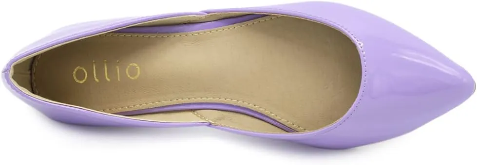 Ollio Women's Shoes Patent Slip On Comfort Light Pointed Toe Ballet Flats F110