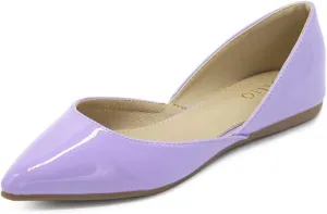 Ollio Women's Shoes Patent Slip On Comfort Light Pointed Toe Ballet Flats F110