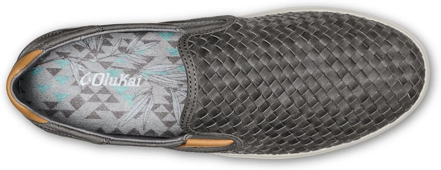 OLUKAI Lae'ahi Lauhala Men's Woven Leather Shoes, Versatile Everyday Leather Sneakers, Easy Slip On Design, All-Day Wear & Comfort
