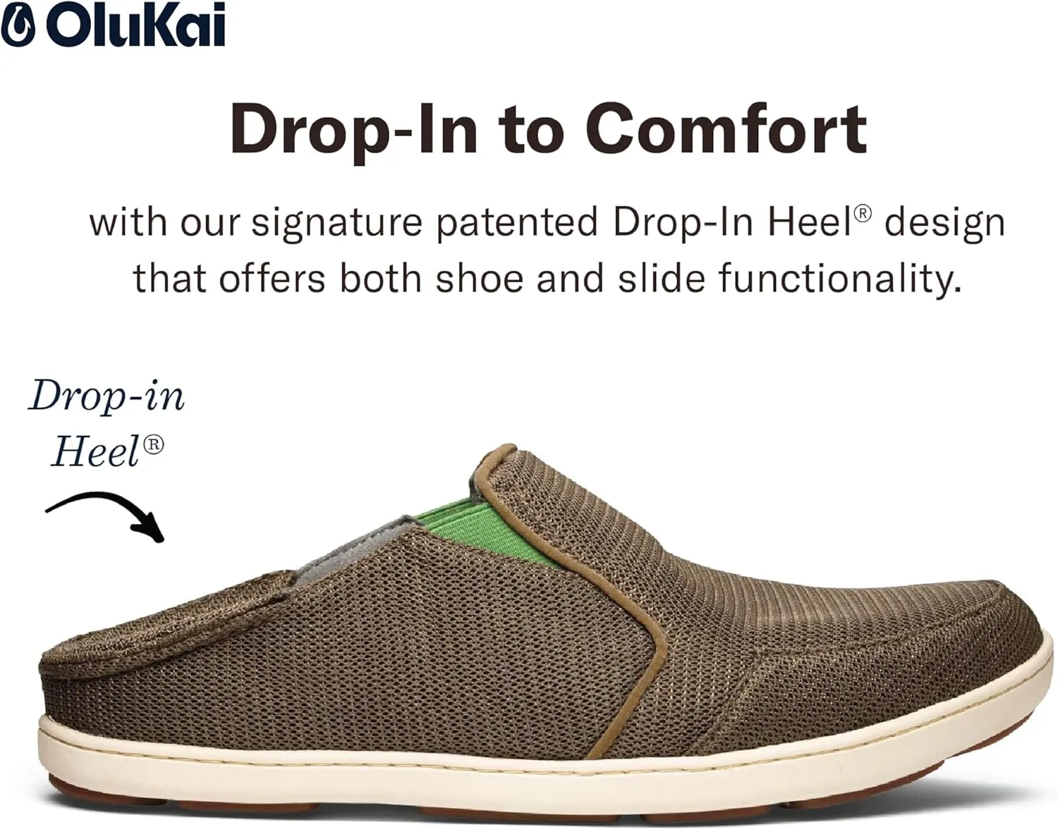 OLUKAI Nohea Mesh Men's Slip On Sneakers, Lightweight & Breathable Shoes for Everyday Wear, All-Weather & Enhanced Traction
