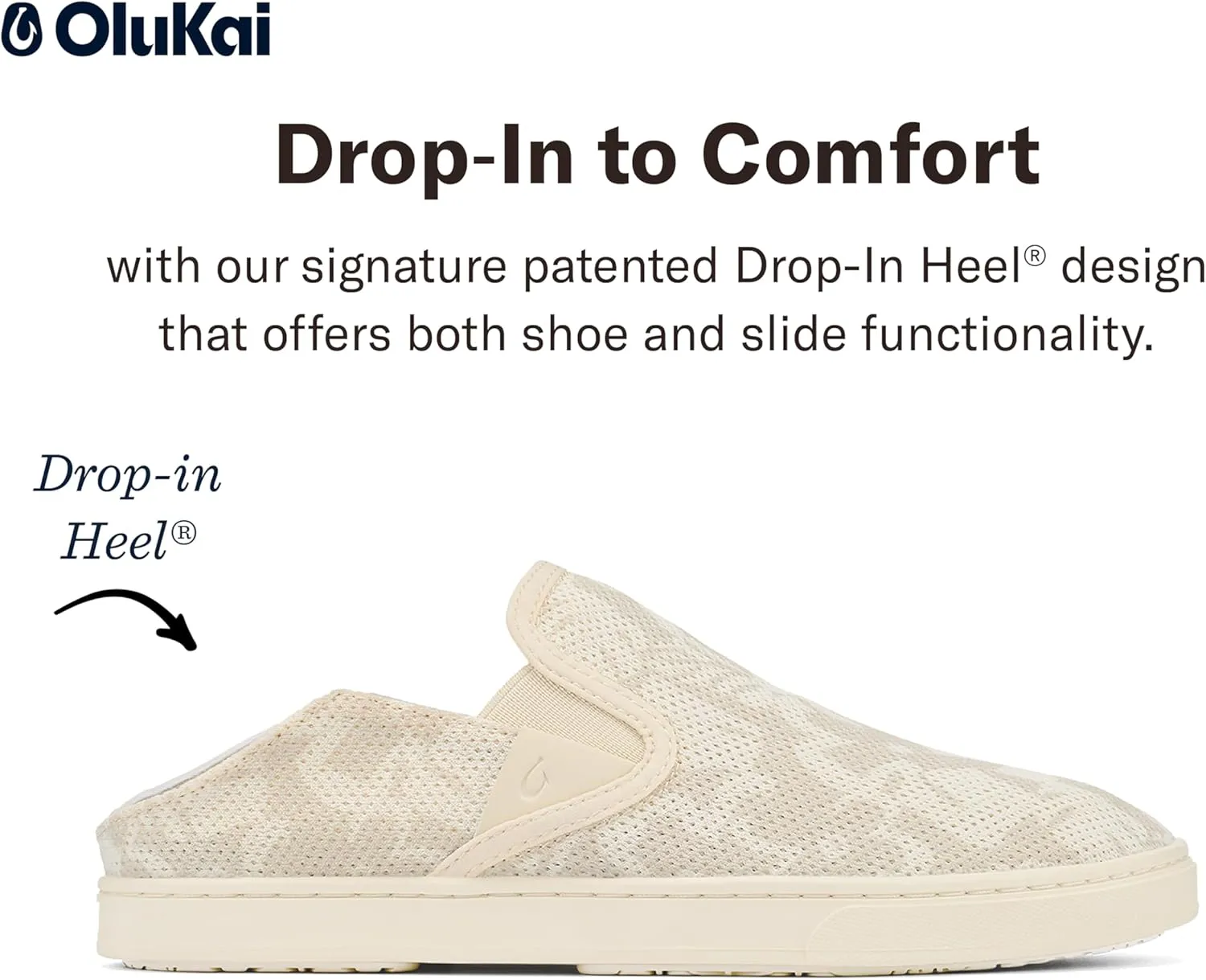 OLUKAI Pehuea Women's Slip On Sneakers, Casual Everyday Shoes with Easy On & Off Design, Breathable Mesh & Drop-in Heel, All-Day Comfort & Support