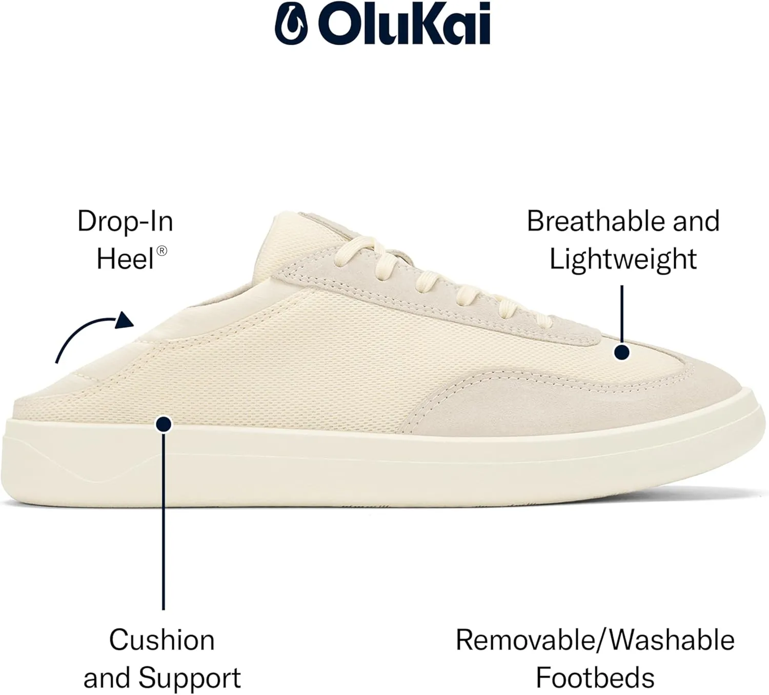 OLUKAI Punini Men's Everyday Sneaker, Classic Lace-Up Design & Countoured Footbed, Comfort Fit & Wet Grip Rubber Soles, Durable & Supportive