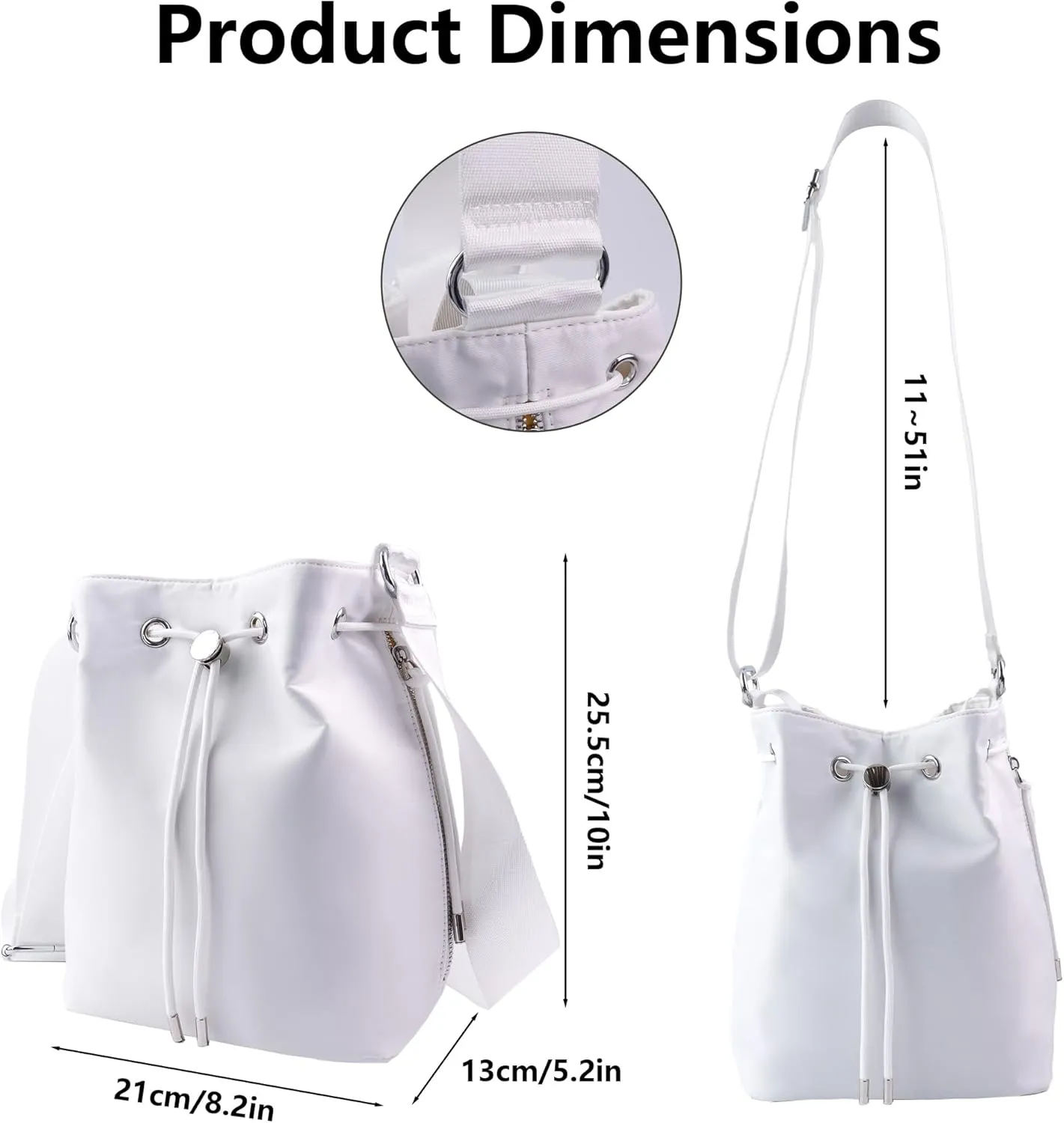 ORAD Waterproof Nylon Drawstring Bucket Crossbody Bag, Lightweight Casual Handbag for Women