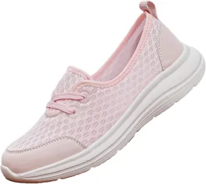 Orthopedic Shoes for Women Lightweight Breathable Mesh Holllow Out Slip-On Knitted Sneakers Casual Comfortable Low Cut Walking Sneakers with Arch Support