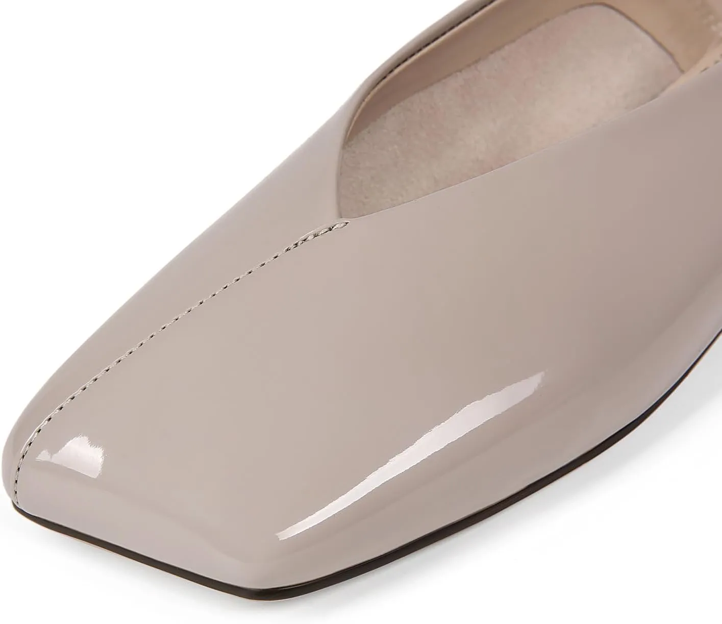 Patent Leather Ballet Flats for Women Fashionable Square Toe Ballet Flats Loafer Shoes for Women Nude Dress Shoes.