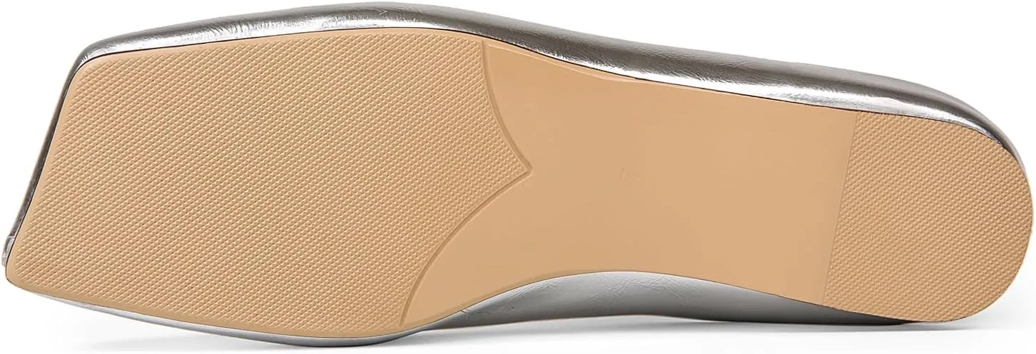Patent Leather Ballet Flats for Women Fashionable Square Toe Ballet Flats Loafer Shoes for Women Nude Dress Shoes.