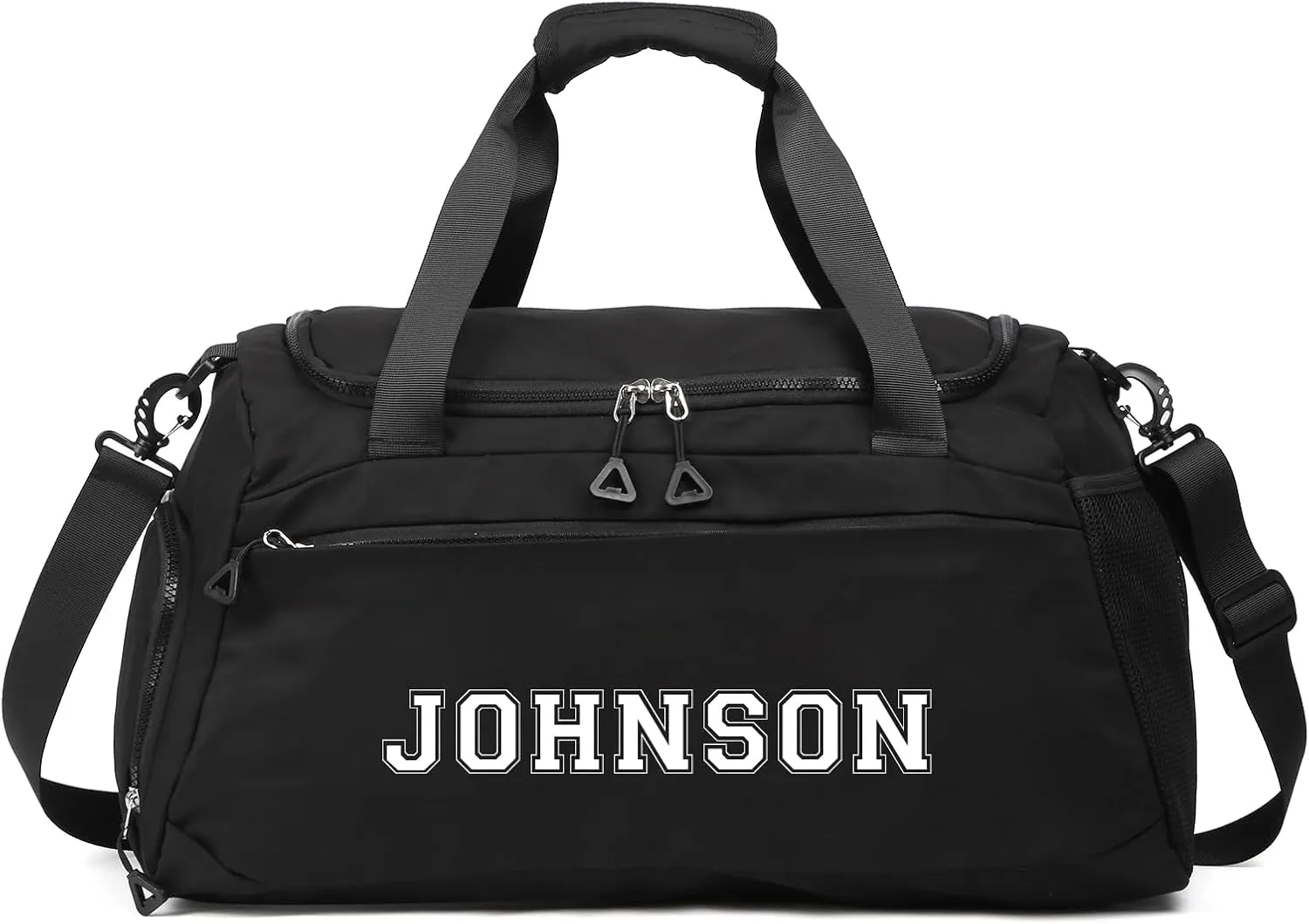 Personalized Duffel Bag Custom Sport Gym Travel Bags Embroidered Name Text Customized Dry Wet Separated Weekend Waterproof Bag for Women Men (A-Black)