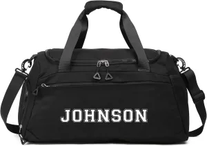 Personalized Duffel Bag Custom Sport Gym Travel Bags Embroidered Name Text Customized Dry Wet Separated Weekend Waterproof Bag for Women Men (A-Black)