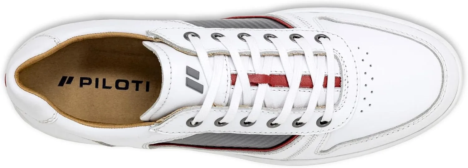 Piloti Driving Shoes for Men, Compass Italian Leather Carbon Panel Everyday Driving Sneaker