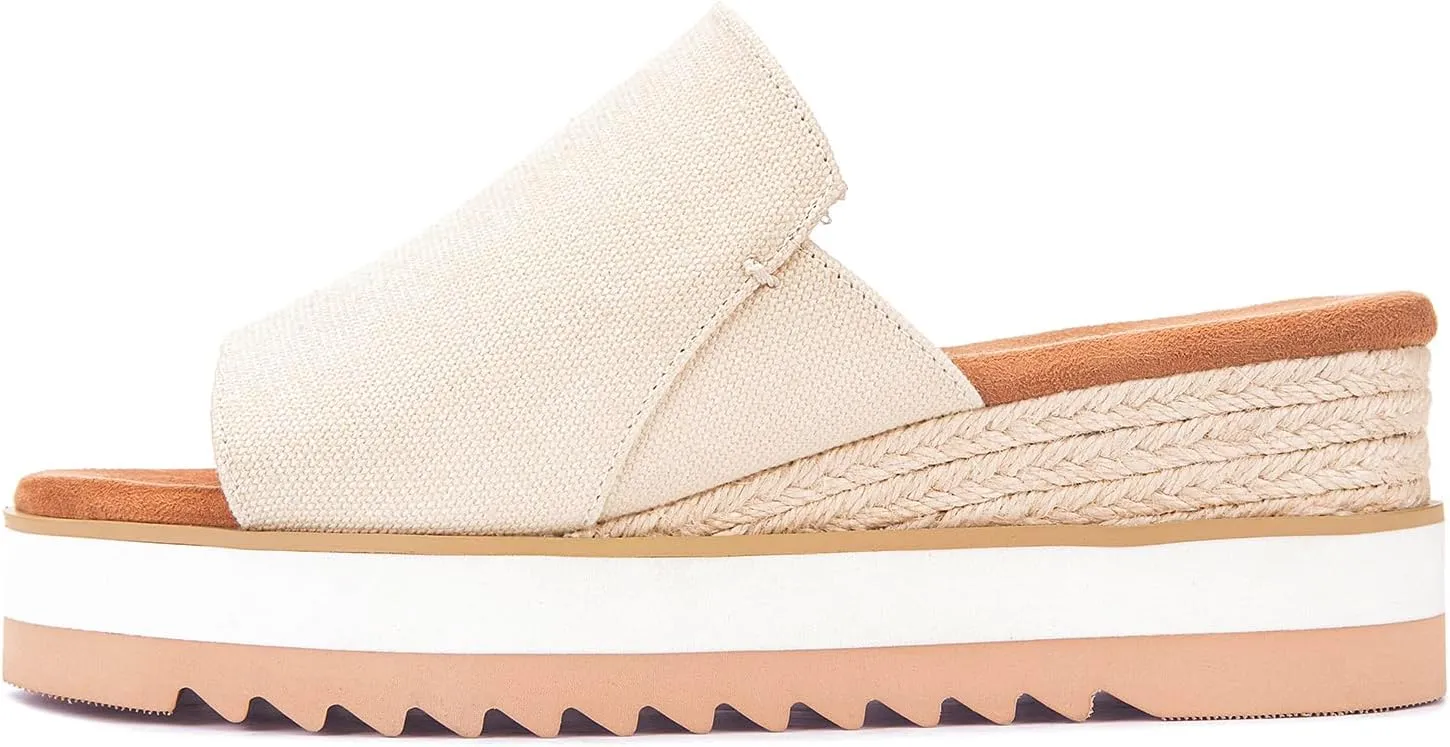 Platform Slip on Espadrille Sandals for Women Wedges Open Toe Slides Women's Bohemia Sandals Slip on Mules Sandal Summer Beach Slippers