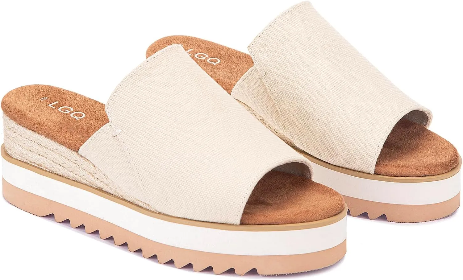 Platform Slip on Espadrille Sandals for Women Wedges Open Toe Slides Women's Bohemia Sandals Slip on Mules Sandal Summer Beach Slippers