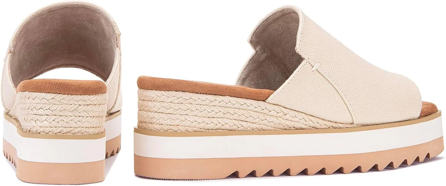 Platform Slip on Espadrille Sandals for Women Wedges Open Toe Slides Women's Bohemia Sandals Slip on Mules Sandal Summer Beach Slippers