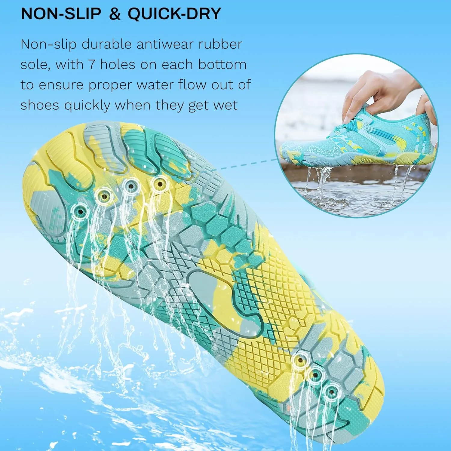 Quick Dry Water Shoes - Barefoot Swim Shoes for Women & Men, Non-Slip Aqua Shoes for Beach, River, Pool & Hiking