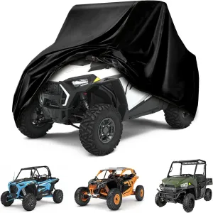 QYMOTO UTV Covers,2 Seater UTV Cover Outdoor Waterproof Windproof All-Weather Protection for Polaris RZR 2 Seat/Ranger 570/Can am Maverick/Honda Pioneer/Kawasaki Mule/Arctic Cat Side by Side UTVs