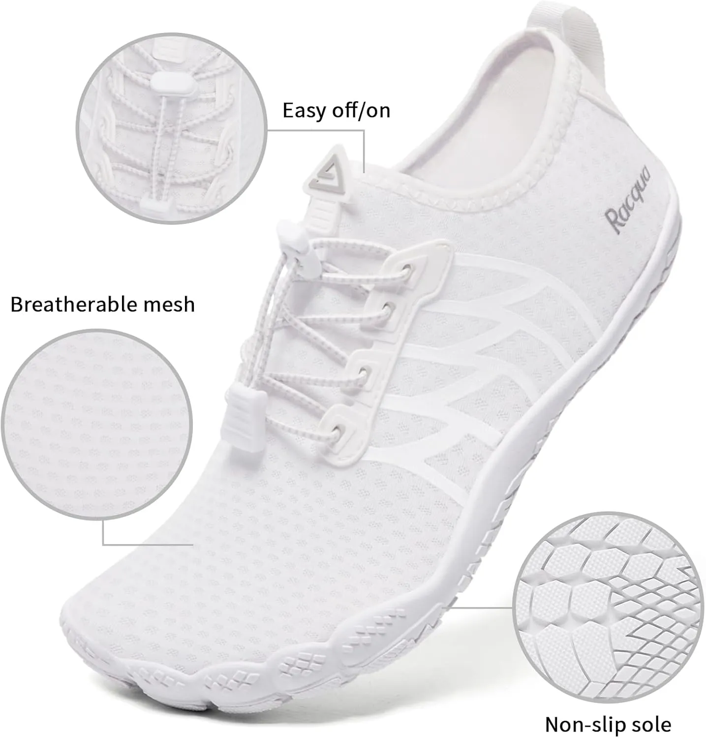 Racqua Water Shoes Quick-Dry Swim Shoes Breathable Lightweight Beach Shoes Pool Barefoot Aqua for Women Men