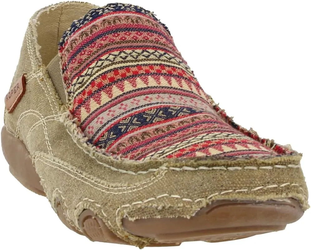 ROPER Womens Daisy Southwest Slip On Flats Casual - Beige