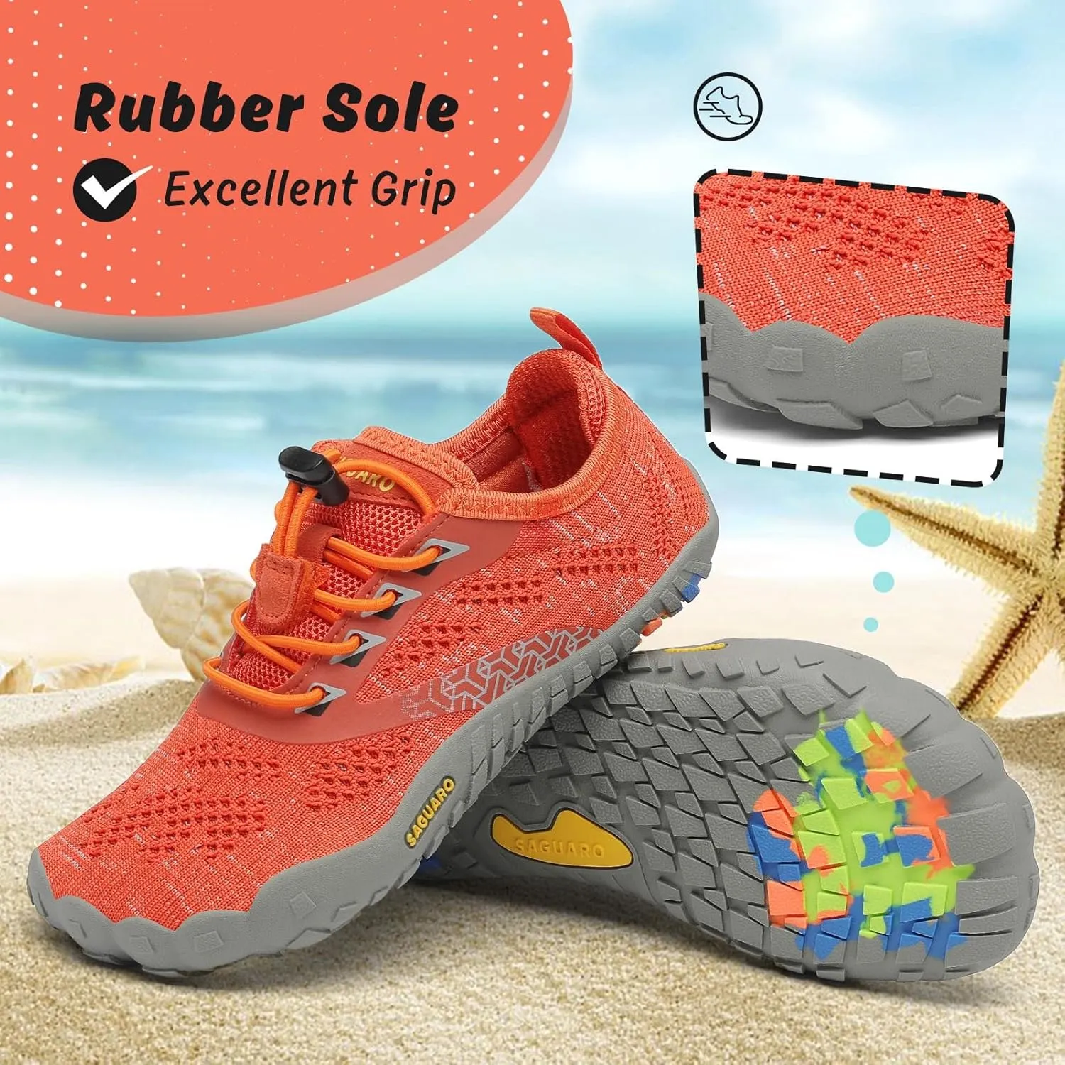 SAGUARO Kids' Barefoot Shoes Boys Girls Quick Dry Aqua Athletic Sneakers Lightweight Sport Footwear Toddler Water Shoes