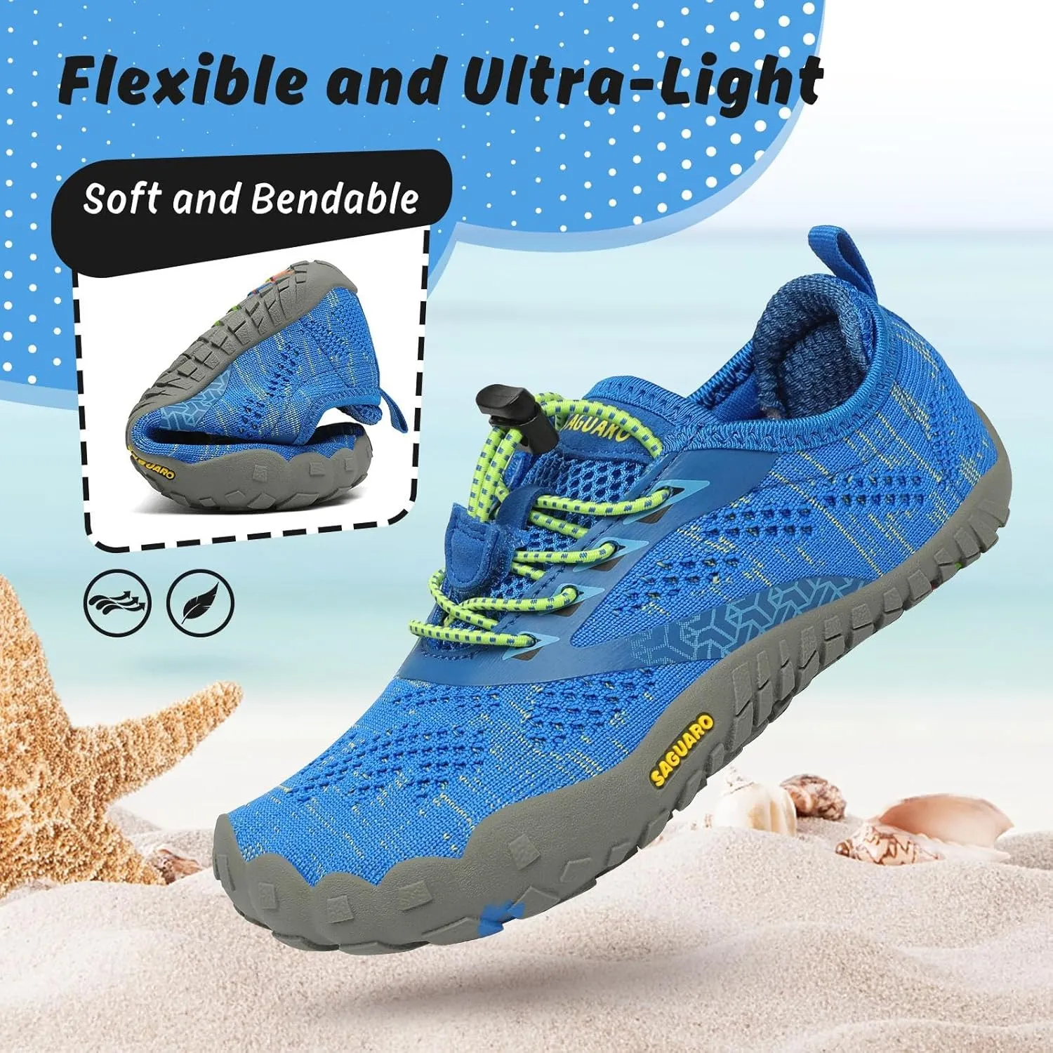 SAGUARO Kids' Barefoot Shoes Boys Girls Quick Dry Aqua Athletic Sneakers Lightweight Sport Footwear Toddler Water Shoes