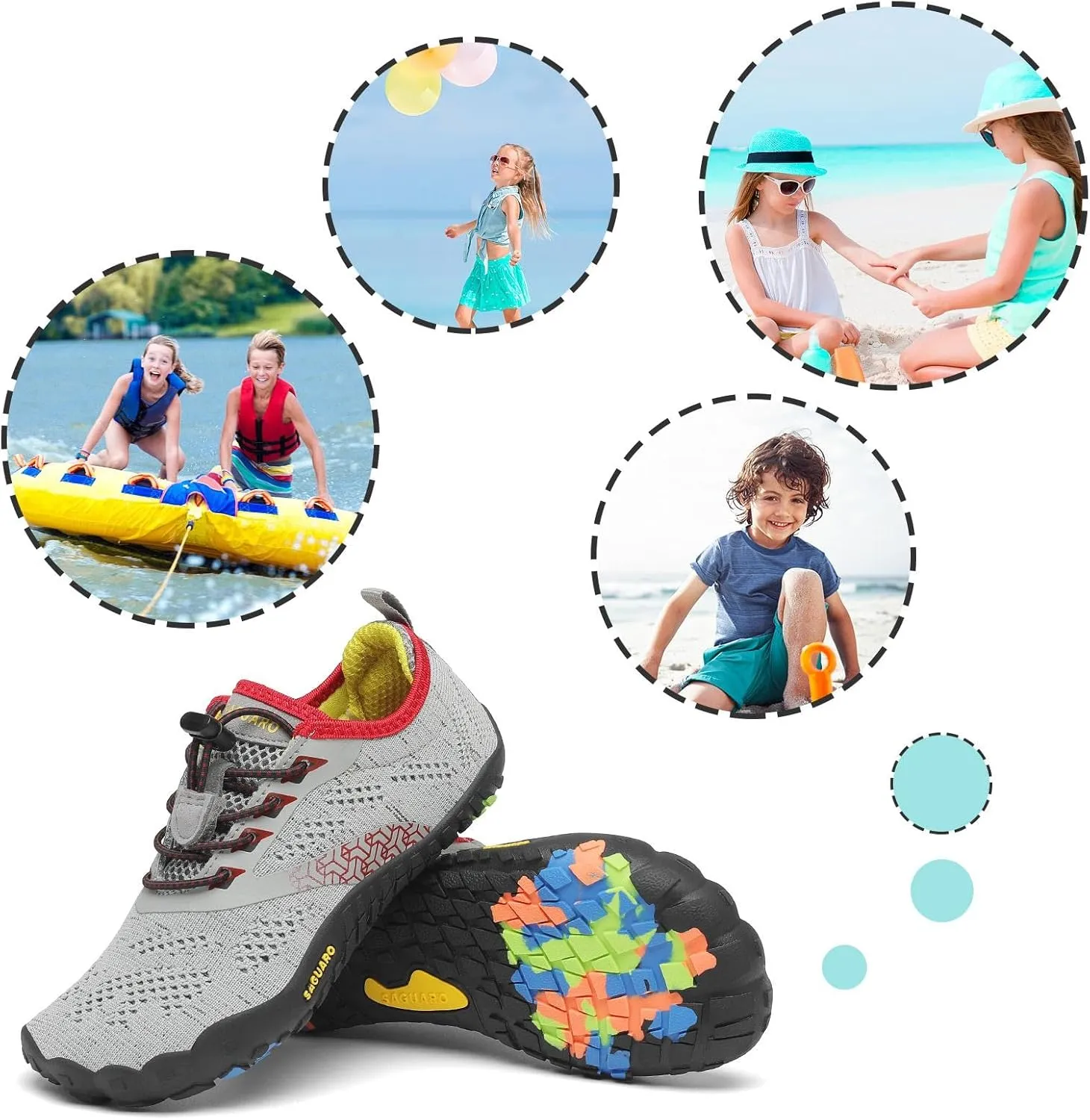 SAGUARO Kids' Barefoot Shoes Boys Girls Quick Dry Aqua Athletic Sneakers Lightweight Sport Footwear Toddler Water Shoes