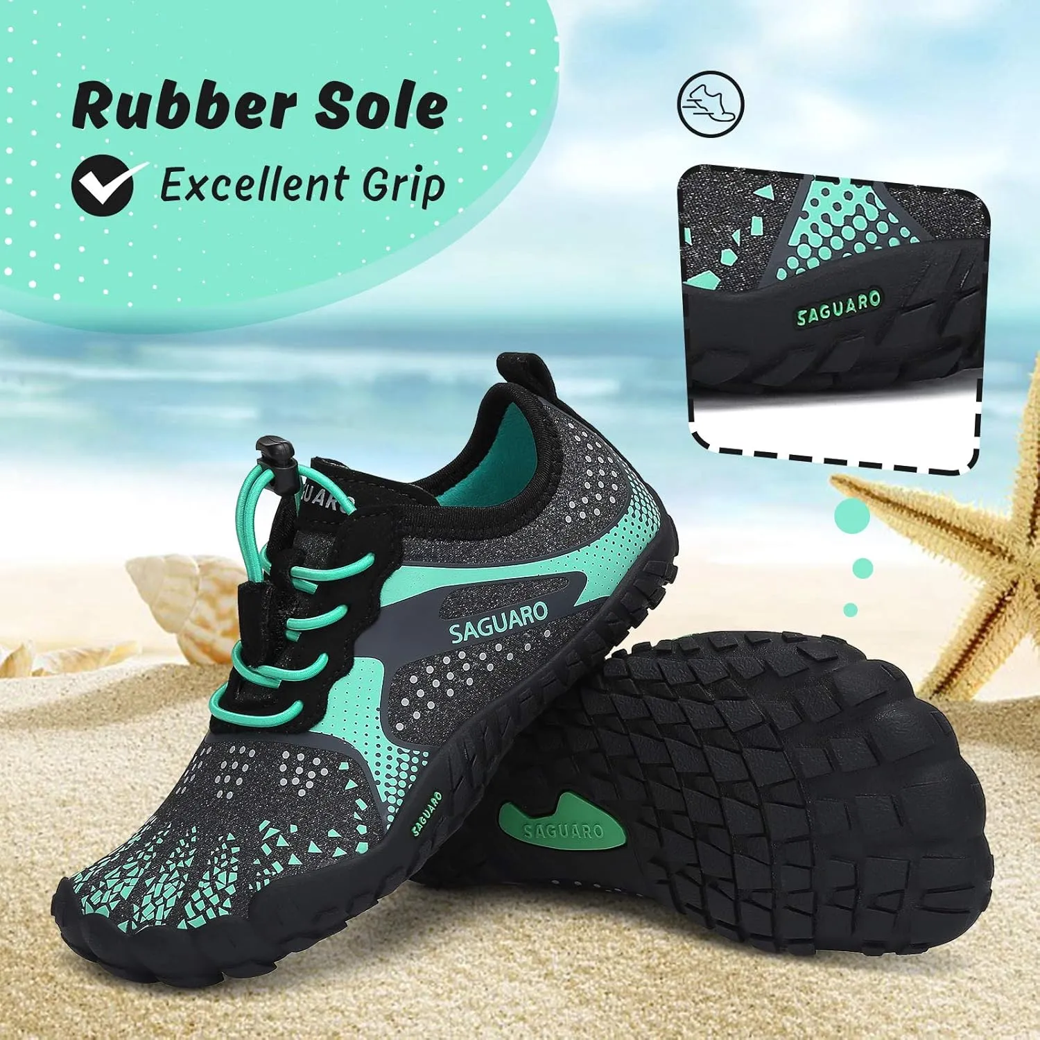 SAGUARO Kids' Barefoot Shoes Boys Girls Quick Dry Aqua Athletic Sneakers Lightweight Sport Footwear Toddler Water Shoes