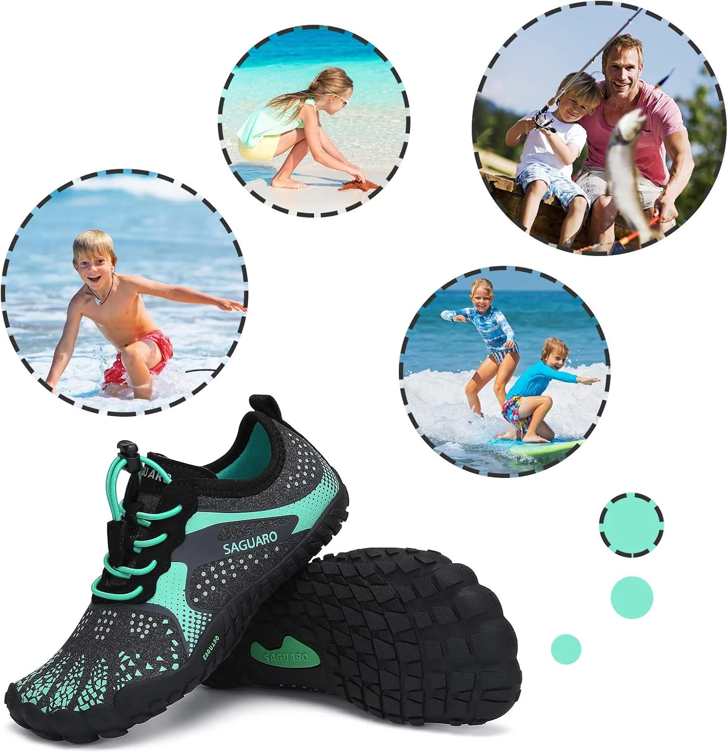 SAGUARO Kids' Barefoot Shoes Boys Girls Quick Dry Aqua Athletic Sneakers Lightweight Sport Footwear Toddler Water Shoes