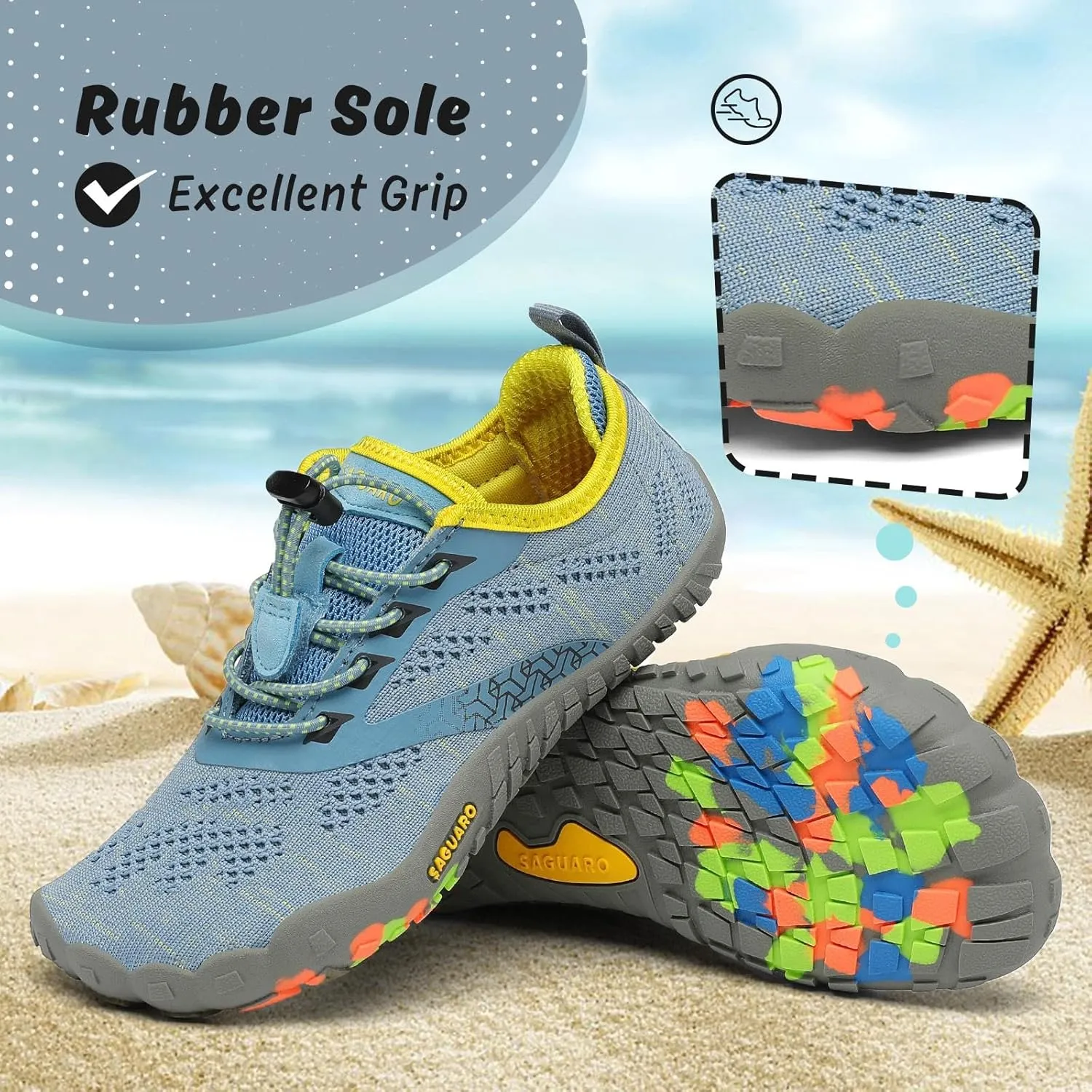 SAGUARO Kids' Barefoot Shoes Boys Girls Quick Dry Aqua Athletic Sneakers Lightweight Sport Footwear Toddler Water Shoes