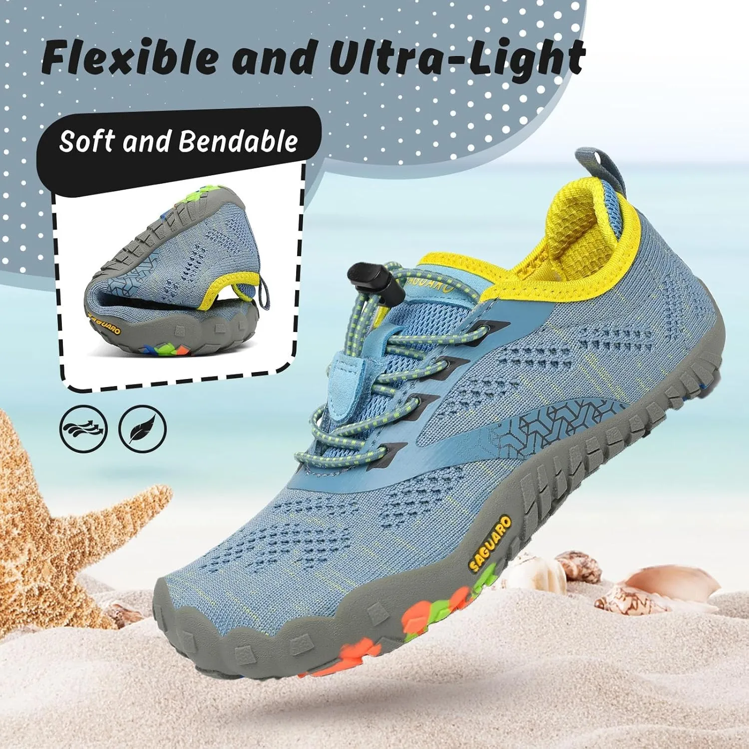 SAGUARO Kids' Barefoot Shoes Boys Girls Quick Dry Aqua Athletic Sneakers Lightweight Sport Footwear Toddler Water Shoes