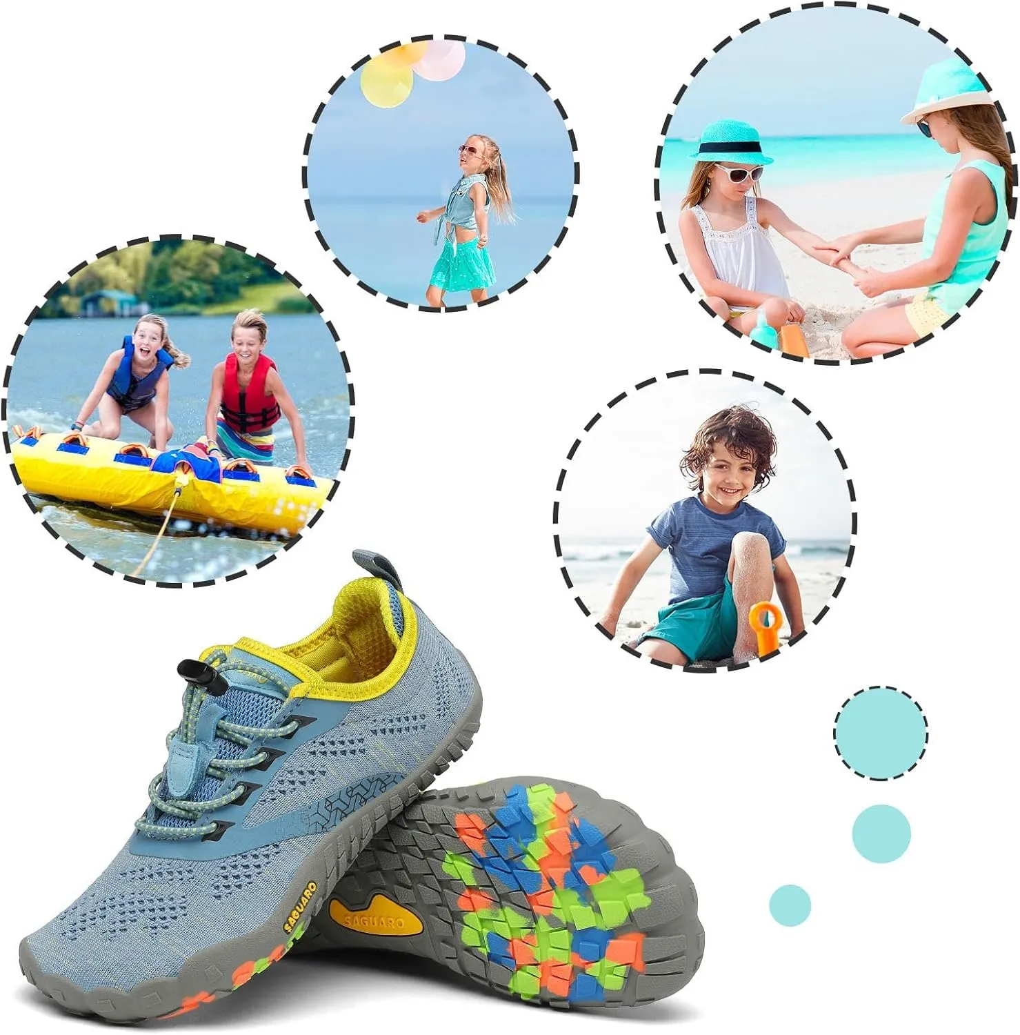 SAGUARO Kids' Barefoot Shoes Boys Girls Quick Dry Aqua Athletic Sneakers Lightweight Sport Footwear Toddler Water Shoes