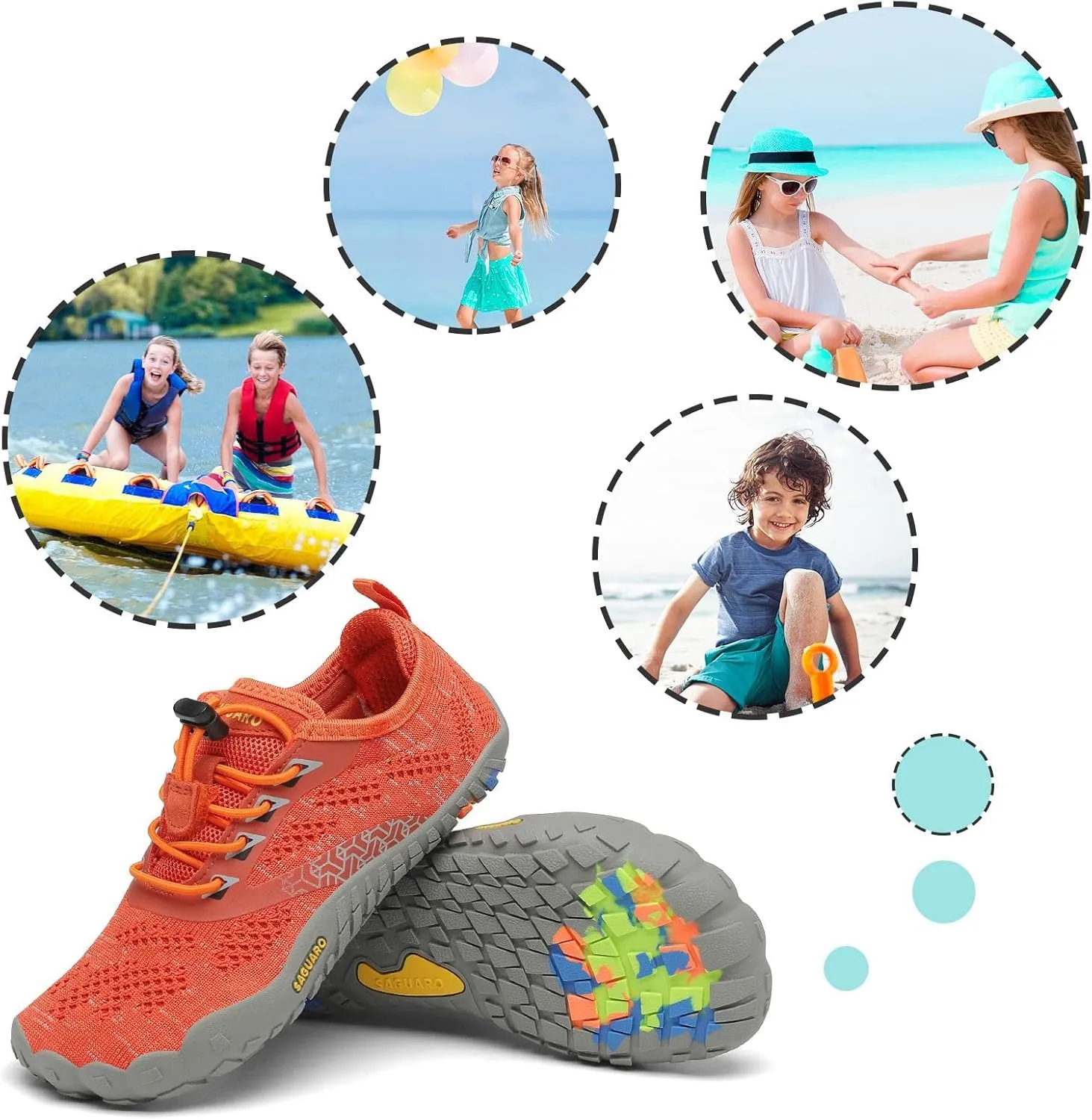SAGUARO Kids' Barefoot Shoes Boys Girls Quick Dry Aqua Athletic Sneakers Lightweight Sport Footwear Toddler Water Shoes