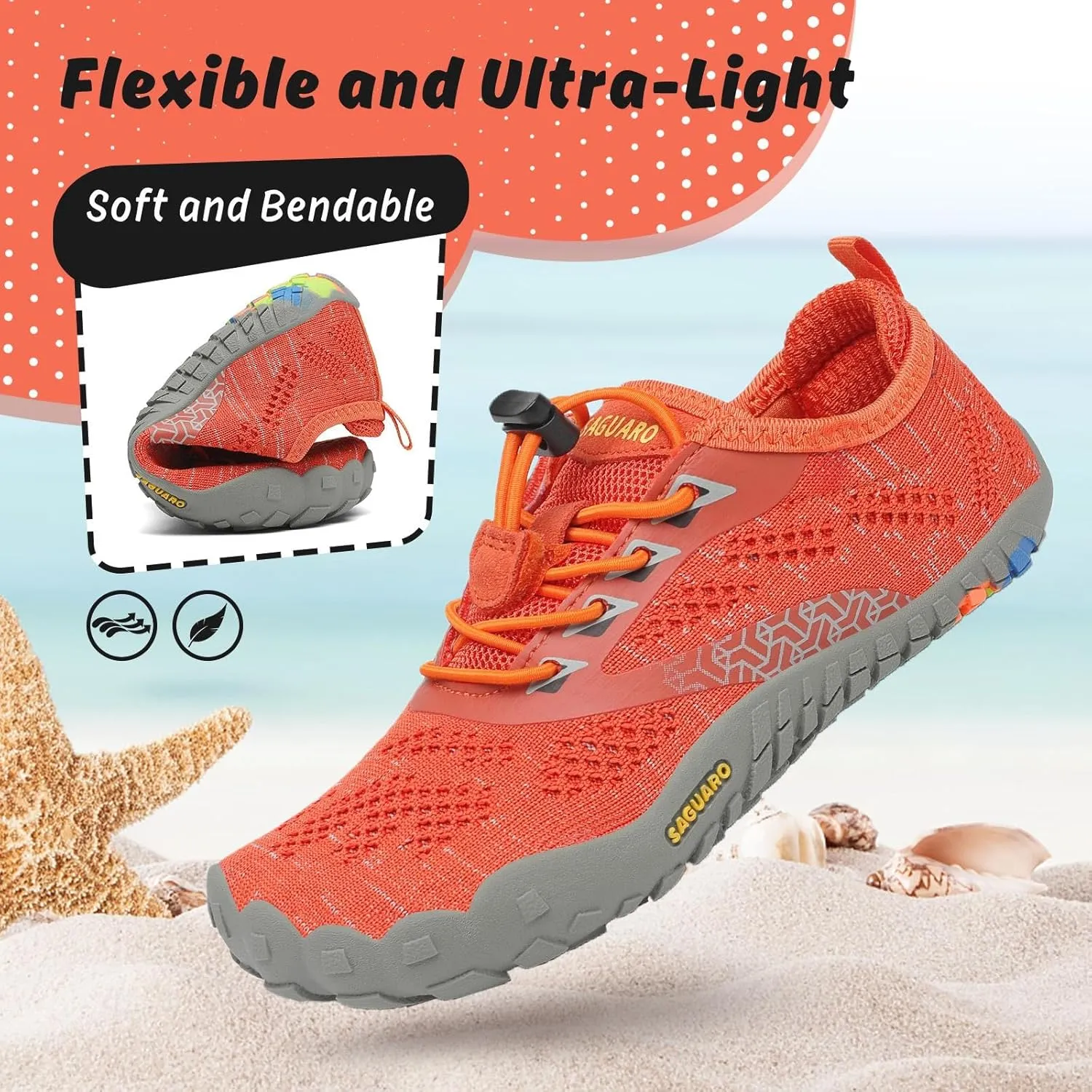 SAGUARO Kids' Barefoot Shoes Boys Girls Quick Dry Aqua Athletic Sneakers Lightweight Sport Footwear Toddler Water Shoes
