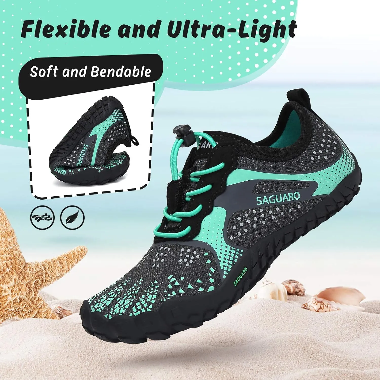 SAGUARO Kids' Barefoot Shoes Boys Girls Quick Dry Aqua Athletic Sneakers Lightweight Sport Footwear Toddler Water Shoes